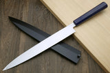 Yoshihiro Inox Stainless Steel Yanagi Sushi Sashimi Japanese Knife with Nuri Saya Cover