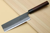 Yoshihiro Black Finish Blue Steel #2 Kurouchi Nakiri Traditional Japanese Vegetable Chopping Chef Knife 6.5" (160mm) D-Shape Shitan Handle