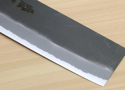 Yoshihiro Black Finish Blue Steel #2 Kurouchi Nakiri Traditional Japanese Vegetable Chopping Chef Knife 6.5" (165mm) D-Shape Shitan Handle