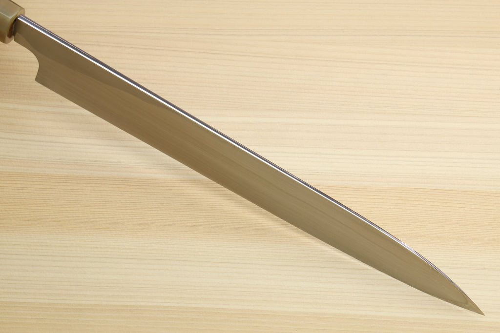 Yoshihiro Left Handed Masashi Hongasumi White Steel Yanagi Sushi Sashimi Japanese Knife Ebony Handle