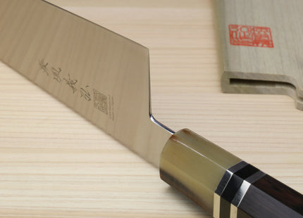 Yoshihiro AUS10 Ice Hardened Stainless Steel Gyuto Japanese Chef Knife Octagonal Ebony wood Handle with Triple ring 9.5"(240mm)