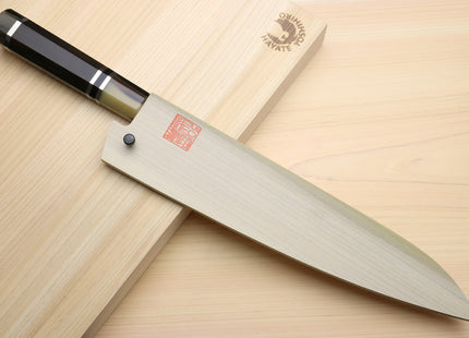 Yoshihiro AUS10 Ice Hardened Stainless Steel Gyuto Japanese Chef Knife Octagonal Ebony wood Handle with Triple ring 9.5"(240mm)