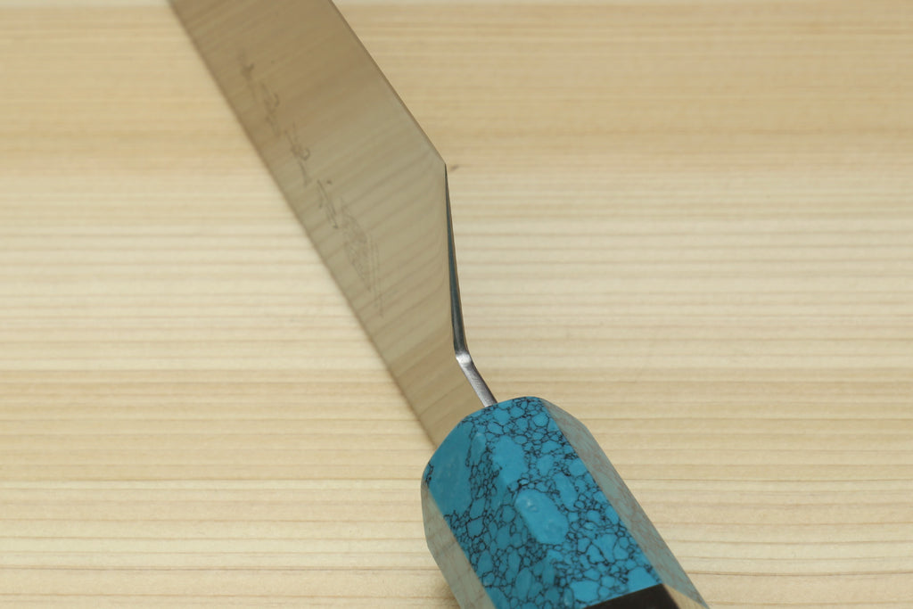 Yoshihiro AUS10 Ice Hardened Stainless Steel Gyuto Japanese Chef Knife with Turquoise Blue Handle 8.25" (210mm)