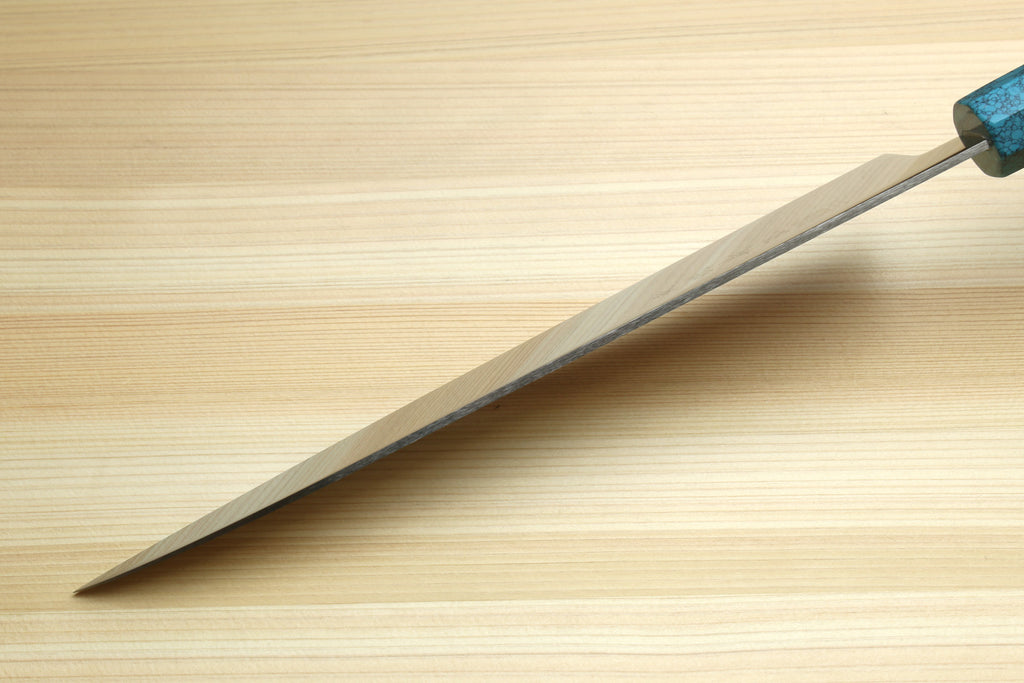 Yoshihiro AUS10 Ice Hardened Stainless Steel Gyuto Japanese Chef Knife with Turquoise Blue Handle 8.25" (210mm)