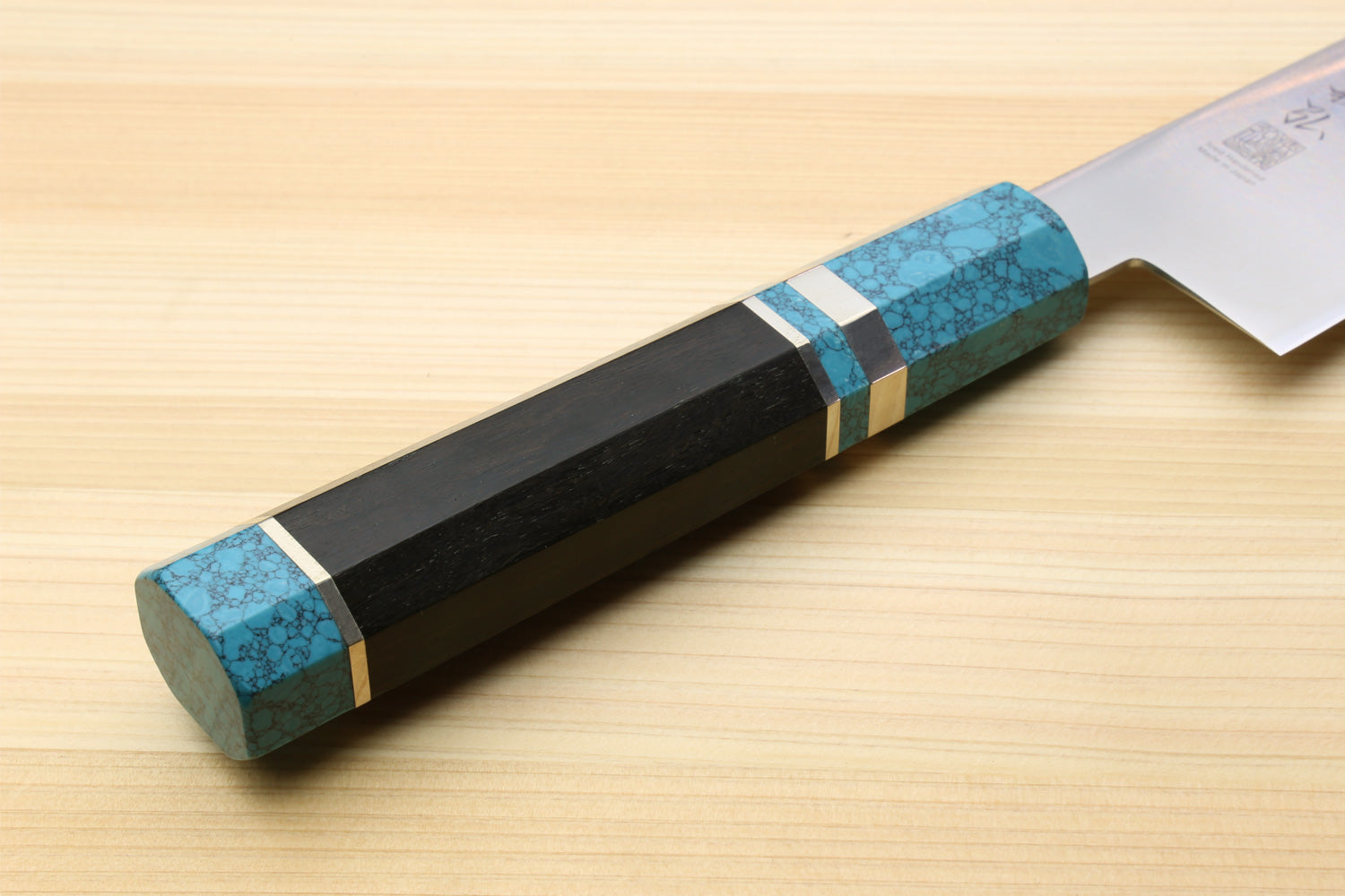 Yoshihiro AUS10 Ice Hardened Stainless Steel Gyuto Japanese Chef Knife with Turquoise Blue Handle 8.25" (210mm)