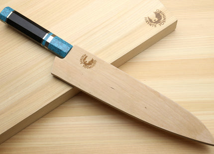 Yoshihiro AUS10 Ice Hardened Stainless Steel Gyuto Japanese Chef Knife with Turquoise Blue Handle 8.25" (210mm)