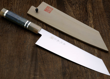 Yoshihiro AUS10 Ice Hardened Stainless Steel Kiritsuke Japanese Chef Knife with Ocean Blue Handle