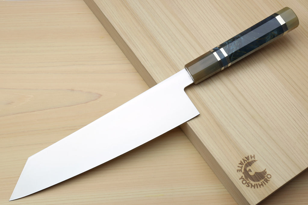Yoshihiro AUS10 Ice Hardened Stainless Steel Kiritsuke Japanese Chef Knife with Ocean Blue Handle