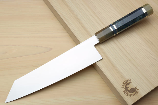Yoshihiro AUS10 Ice Hardened Stainless Steel Kiritsuke Japanese Chef Knife with Ocean Blue Handle