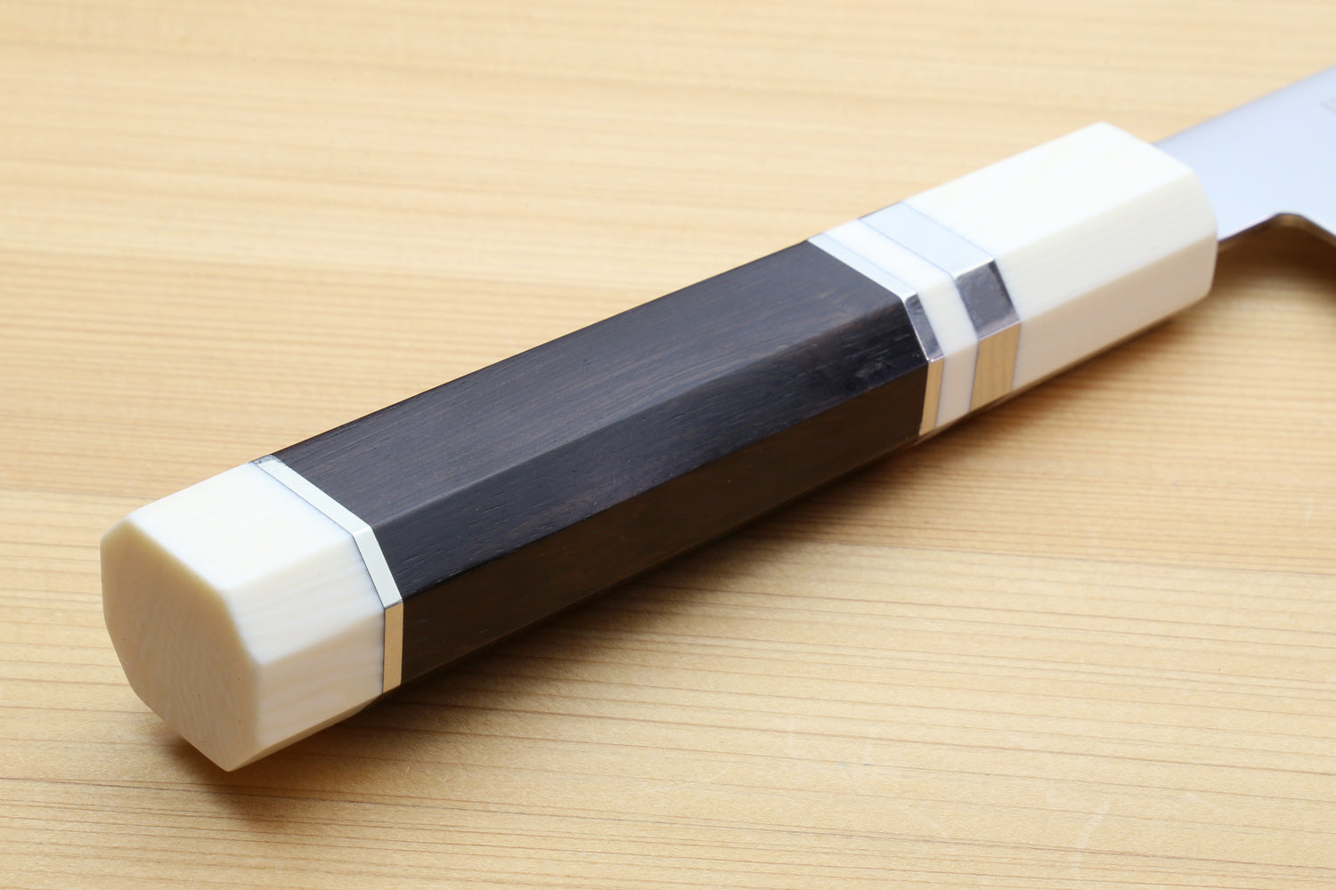Yoshihiro AUS10 Ice Hardened Stainless Steel Kiritsuke Japanese Chef Knife Ebony Wood Handle with Alternative Ivory Bolster