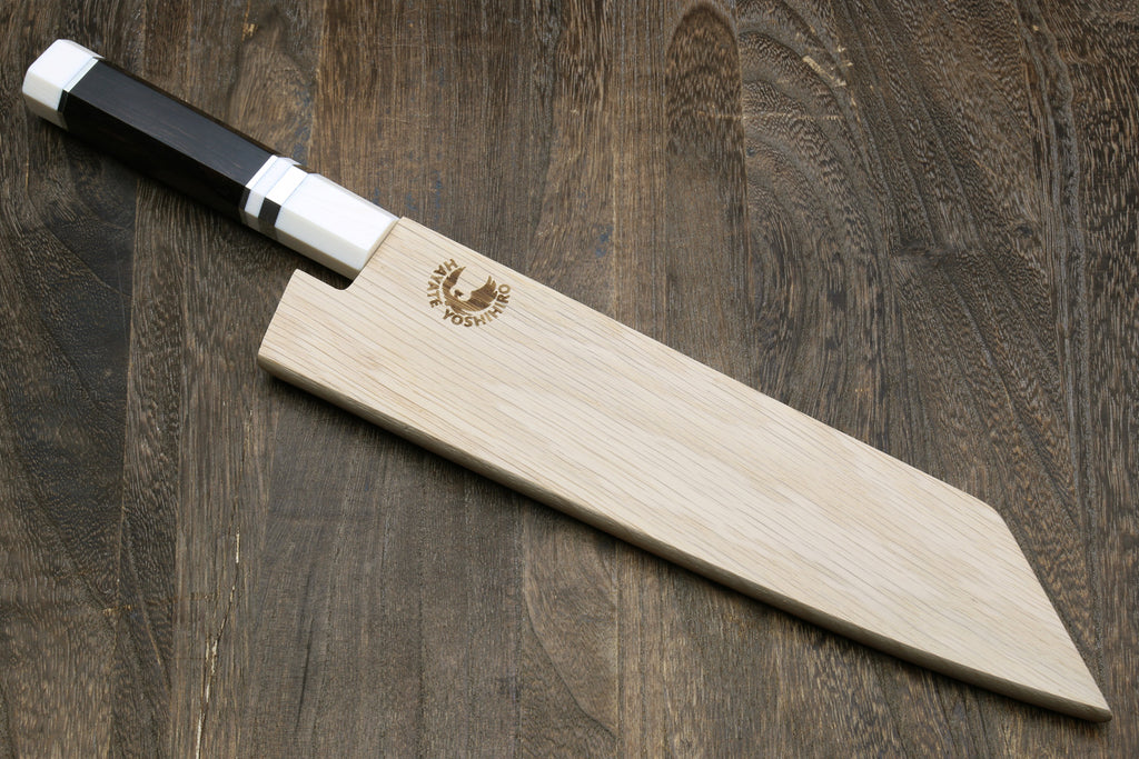 Yoshihiro AUS10 Ice Hardened Stainless Steel Kiritsuke Japanese Chef Knife Ebony Wood Handle with Alternative Ivory Bolster