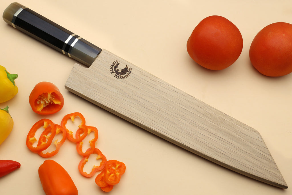 Yoshihiro AUS10 Ice Hardened Stainless Steel Kiritsuke Japanese Chef Knife Triple Ring Ebony Handle