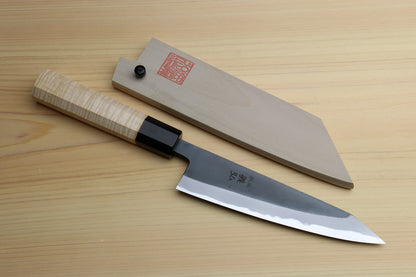 Yoshihiro High Carbon Blue Steel #2 Kurouchi Petty-Kiritsuke Utility Knife with Kaede Handle