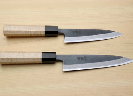 Yoshihiro High Carbon Blue Steel #2 Kurouchi Petty Utility Knife with Kaede Handle