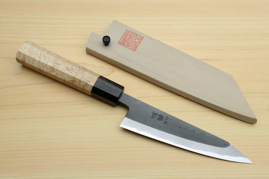 Yoshihiro High Carbon Blue Steel #2 Kurouchi Petty-Kiritsuke Utility Knife with Kaede Handle