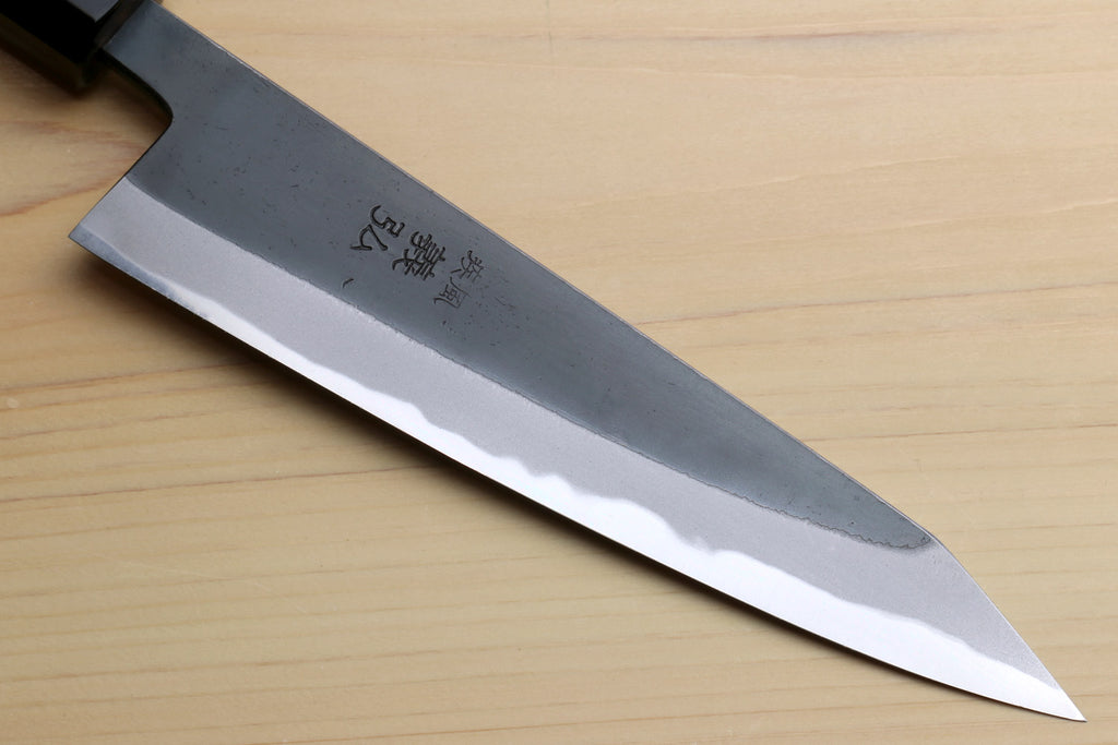 Yoshihiro High Carbon Blue Steel #2 Kurouchi Petty-Kiritsuke Utility Knife with Kaede Handle