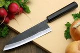 Yoshihiro High Carbon Blue Steel #2 Kurouchi Santoku Japanese Multipurpose Knife with Ebony Wood Handle