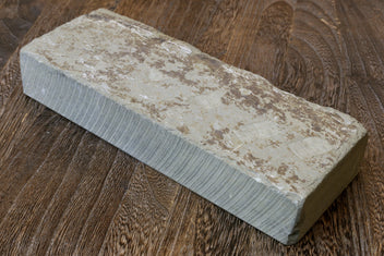 Natural whetstone finishing block, rectangular mottled gray-white surface