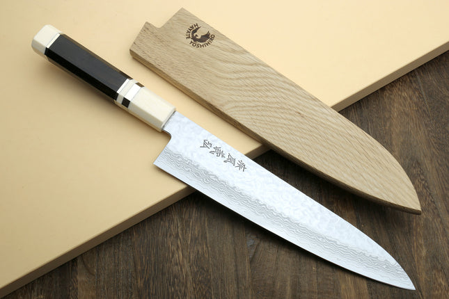 Yoshihiro VG-10 46 Layers Hammered Damascus Gyuto Japanese Chefs Knife Octagonal Alternative Ivory Handle