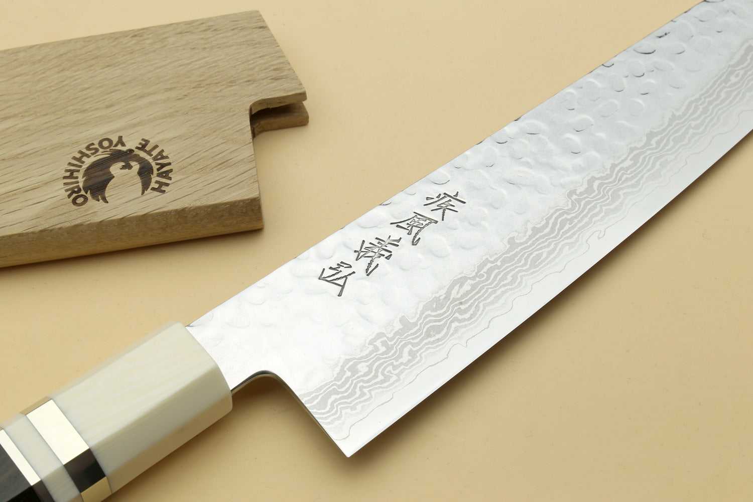 Yoshihiro VG-10 46 Layers Hammered Damascus Gyuto Japanese Chefs Knife Octagonal Alternative Ivory Handle