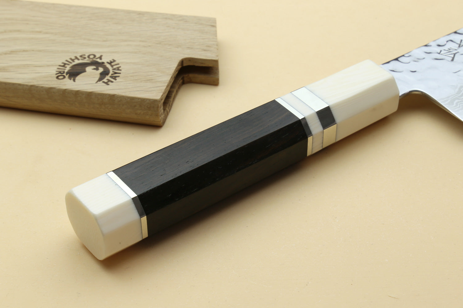 Yoshihiro VG-10 46 Layers Hammered Damascus Gyuto Japanese Chefs Knife Octagonal Alternative Ivory Handle