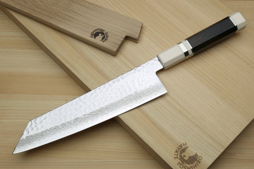 Yoshihiro VG-10 46 Layers Hammered Damascus Kiritsuke Multipurpose Japanese Chefs Knife with Octagonal Alternative Ivory Handle