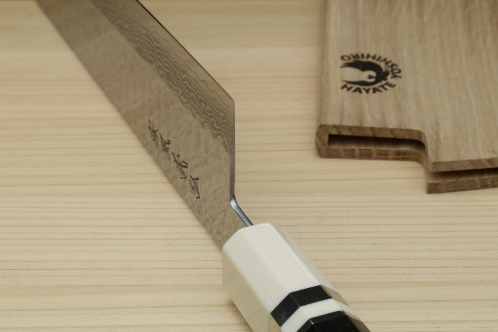 Yoshihiro VG-10 46 Layers Hammered Damascus Kiritsuke Multipurpose Japanese Chefs Knife with Octagonal Alternative Ivory Handle