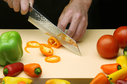 Yoshihiro VG-10 46 Layers Hammered Damascus Kiritsuke Multipurpose Japanese Chefs Knife (Octagonal Shitan Rosewood Handle)