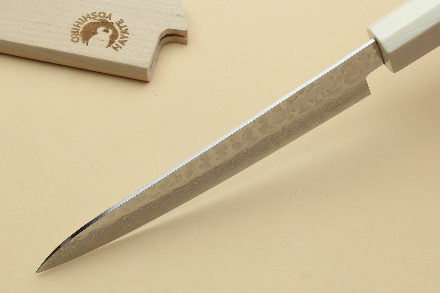 Yoshihiro VG-10 46 Layers Hammered Damascus Petty Utility Japanese Chef Knife Alternative Ivory Handle (6" (150mm))