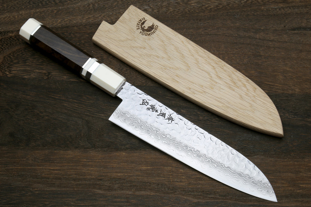 Yoshihiro VG-10 46 Layers Hammered Damascus Kknife 6PC Set (2 Gyuto, Petty, Sujihiki, Santoku, Nakiri) with Octagonal Alternative Ivory Handle