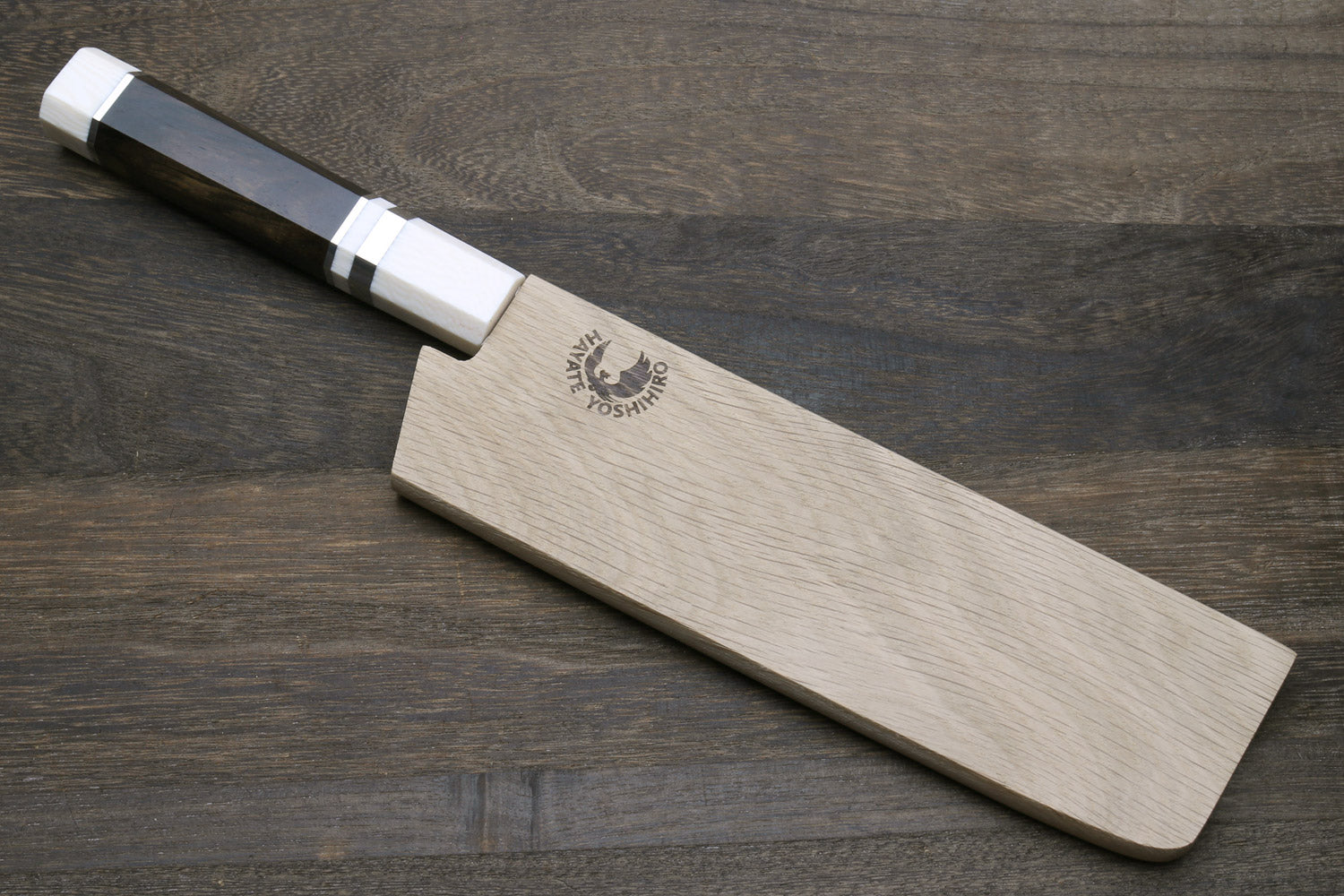 Yoshihiro VG-10 46 Layers Hammered Damascus Nakiri Japanese Vegetable Knife (6.5" (165mm)) (Ebony Handle with Alt Ivory Bolster)