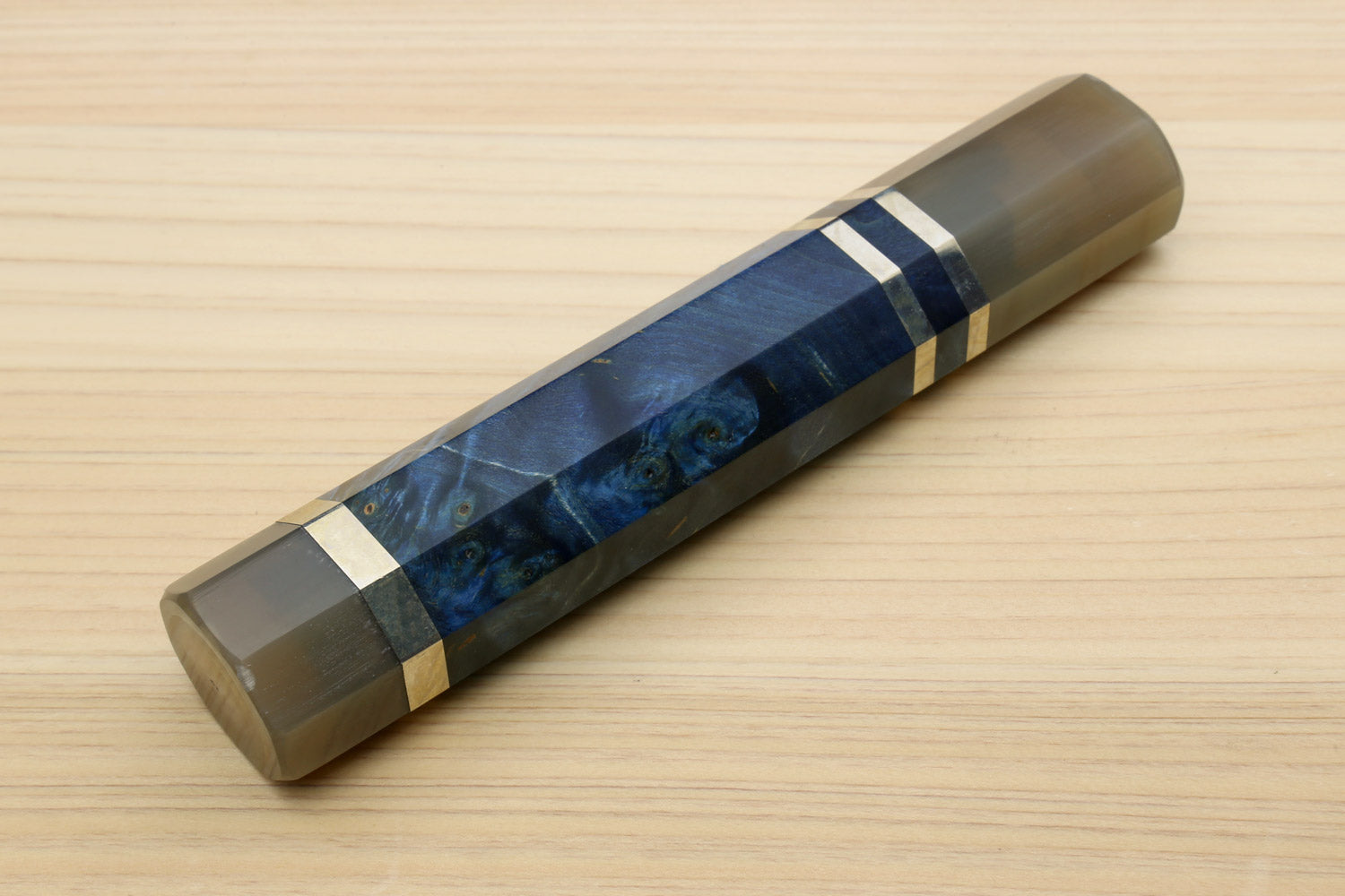 Yoshihiro Ocean Blue Handle with Water Buffalo Horn Bolster for Santoku Multipurpose Knife
