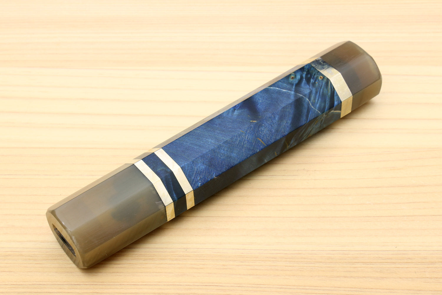 Yoshihiro Ocean Blue Handle with Water Buffalo Horn Bolster for Santoku Multipurpose Knife