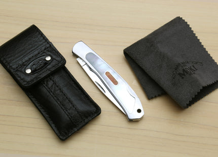 Moki ATS-34 Stainless Steel Mirror Polished Lockback Folding Pocket Knife with Abalone Inlay (TYPE F)