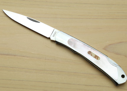 Moki ATS-34 Stainless Steel Mirror Polished Lockback Folding Pocket Knife with Abalone Inlay (TYPE G)