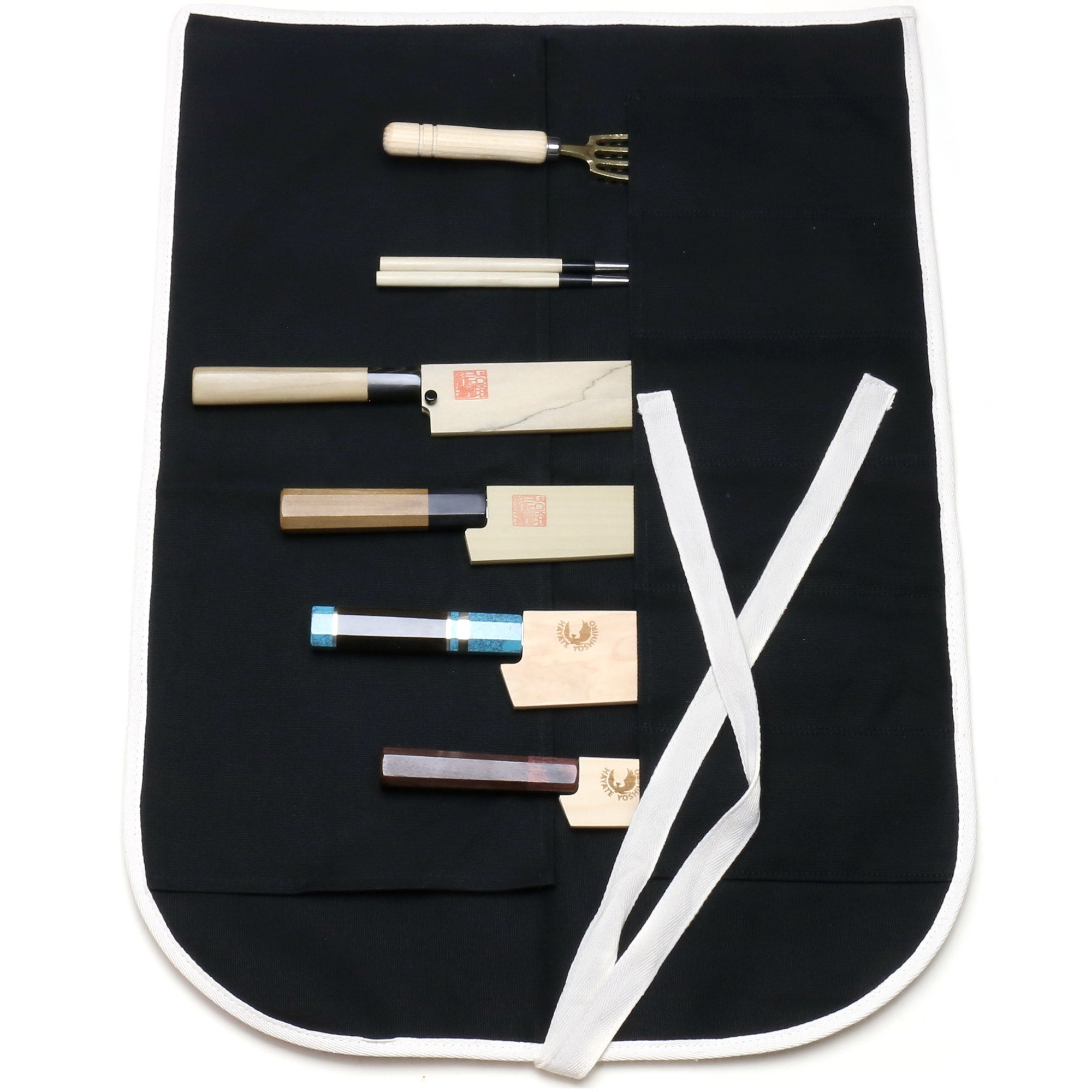 Yoshihiro Japanese Knife Cotton Pouch Bag Black Color (6 Slots)