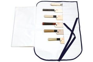 Yoshihiro Japanese Knife Cotton Pouch Bag White Color (6 Slots)