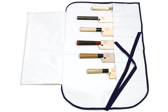 Yoshihiro Japanese Knife Cotton Pouch Bag White Color (6 Slots)