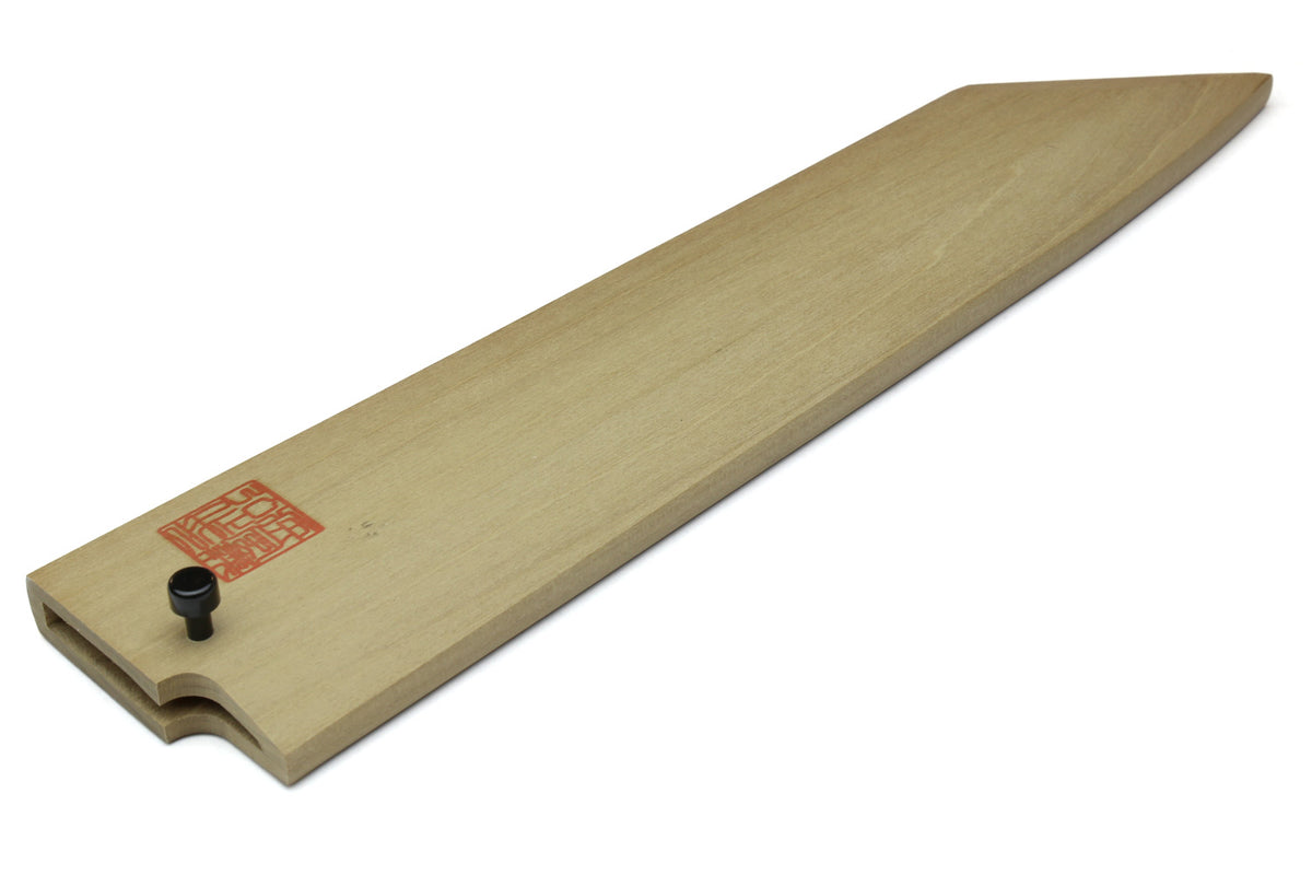Natural magnolia wooden saya cover for kiritsuke knife, with black rivet and stamp