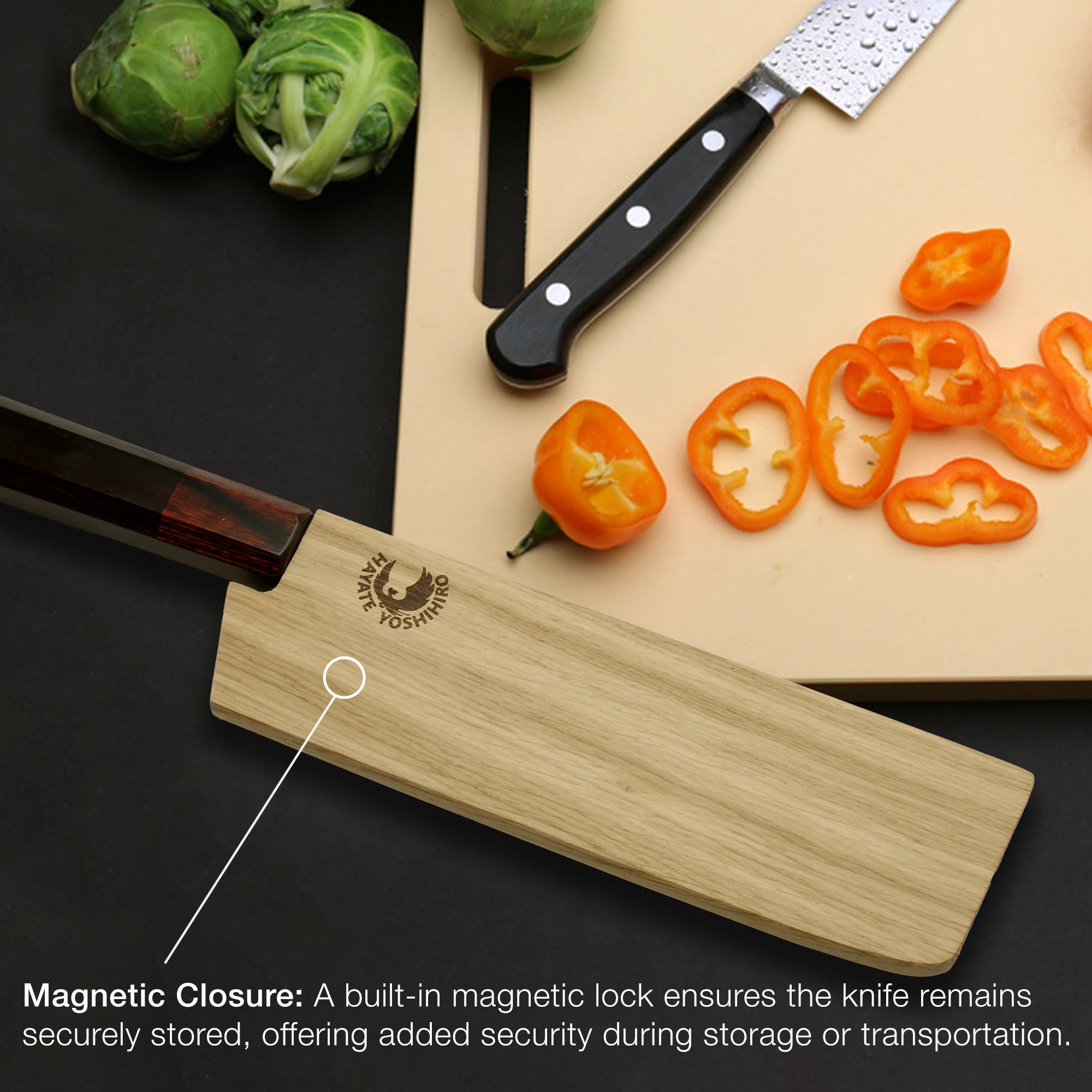 Yoshihiro Magnetic Oak Wood Saya Cover Blade Protector for Nakiri