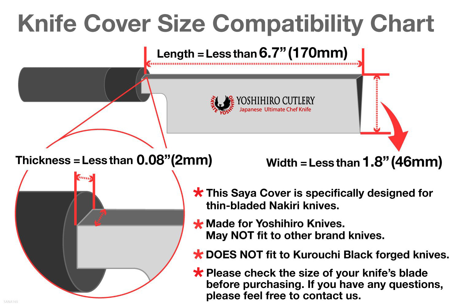 Yoshihiro Lacquered Magnolia Wooden Blade Protector Saya Cover for Thin-Bladed Nakiri Vegetable Chefs Knife