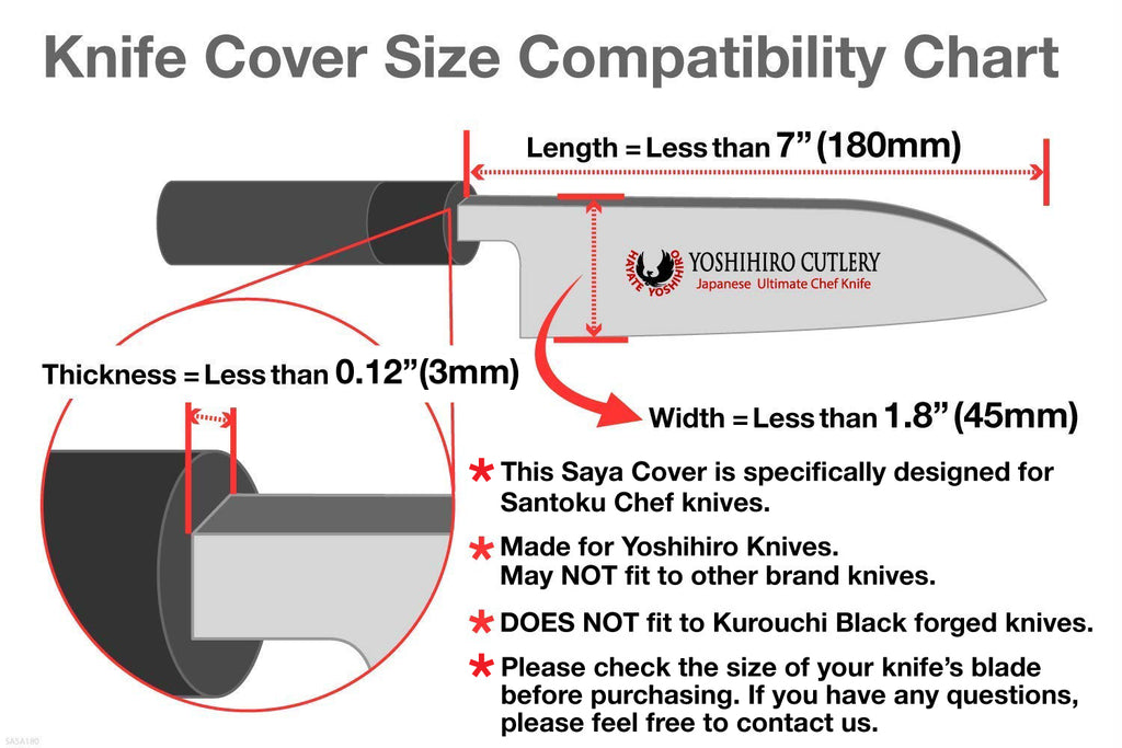 Yoshihiro Lacquered Magnolia Wooden Blade Protector Saya Cover for Santoku