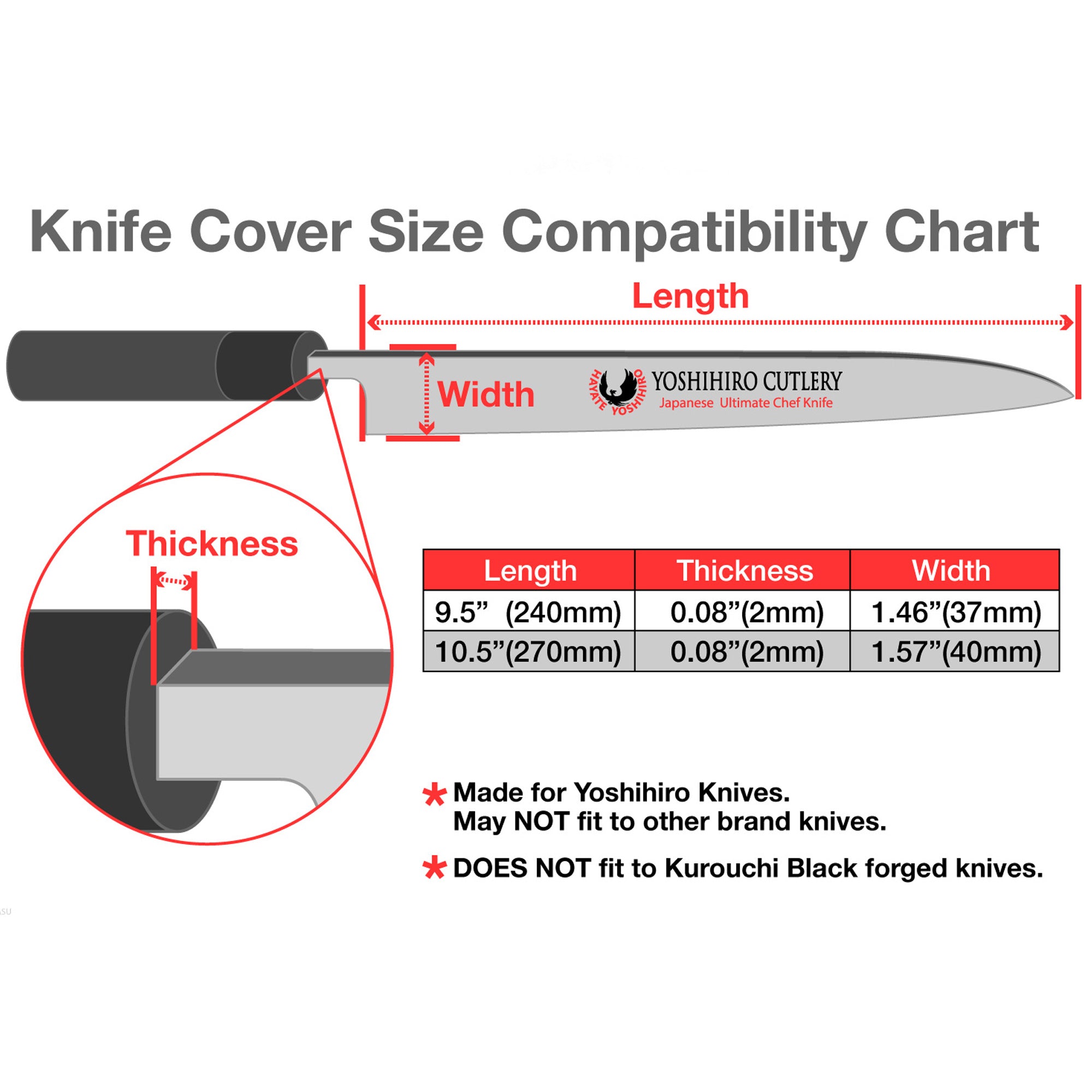 Yoshihiro Magnetic Oak Wood Saya Cover Blade Protector for Sujihiki Slicer