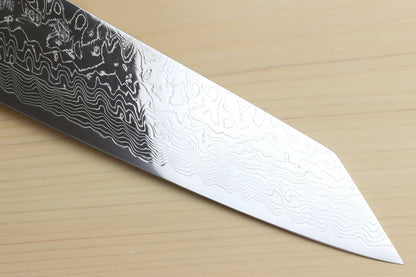 Yoshihiro Damascus SG2 (R2) Semi-Stainless Kiritsuke Chef Knife with Ocean Blue Handle (Blade Length 8.25" (210mm))
