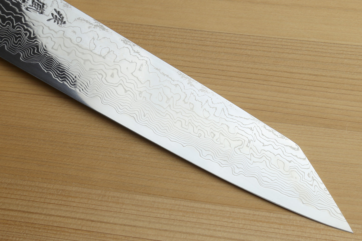 Yoshihiro Damascus SG2 (R2) Semi-Stainless Utility-Kiritsuke Chef Knife with Ocean Blue Handle (Blade Length 9.5" (240mm))