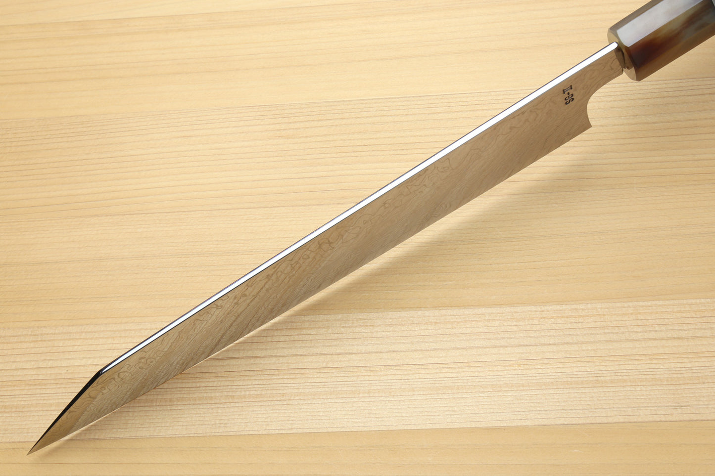 Yoshihiro Damascus SG2 (R2) Semi-Stainless Utility-Kiritsuke Chef Knife with Ocean Blue Handle (Blade Length 9.5" (240mm))