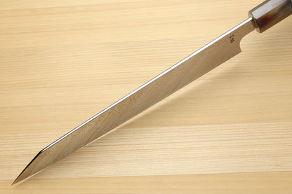 Yoshihiro Damascus SG2 (R2) Semi-Stainless Utility-Kiritsuke Chef Knife with Ocean Blue Handle (Blade Length 9.5" (240mm))