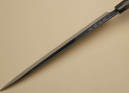 Yoshihiro SG-2 (R-2) Semi-Stainless Steel Mirror Polished Yanagi Sashimi Knife, Triple Ring Ebony Handle