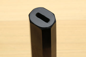 Chef knife handle end cap with ebony bolster and oval grip opening, for Gyuto knives