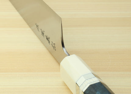 Yoshihiro HAP40 High Speed Stainless Steel Gyuto Chefs Knife Ocean Blue Handle with Alternative Ivory Bolster